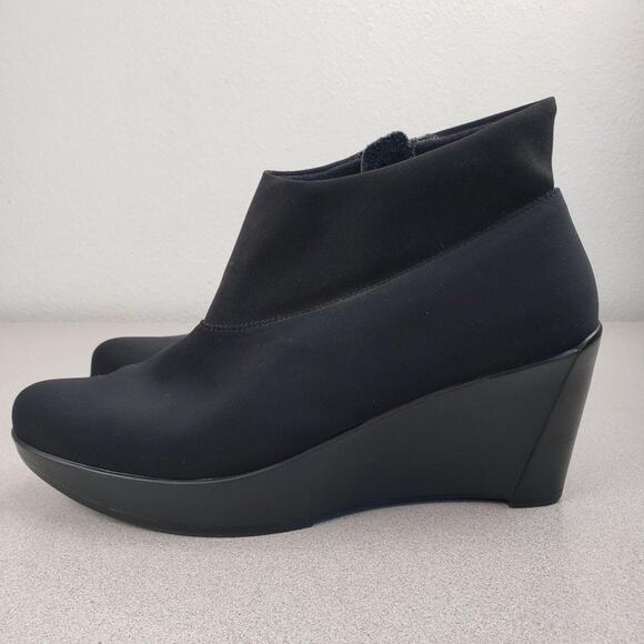 NAOT Belle Womens Size 11 Platform Ankle Wedge Bootie Black Fabric Chunky Casual - Picture 1 of 7